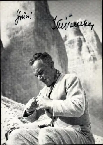 Ak Schauspieler Luis Trenker im Gebirge, Portrait, Autogramm