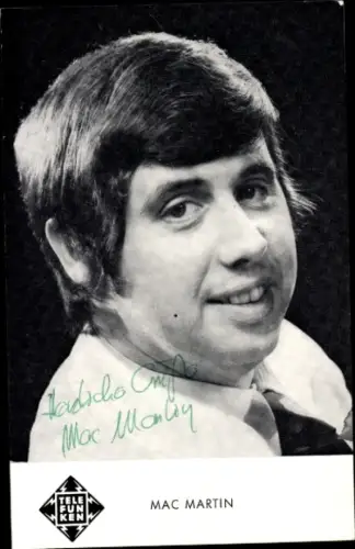Autogrammkarte Sänger Mac Martin, Portrait, Autogramm