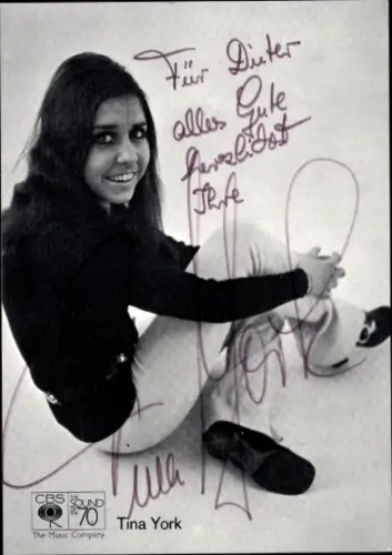 Autogrammkarte Sängerin Tina York, Portrait, Autogramm