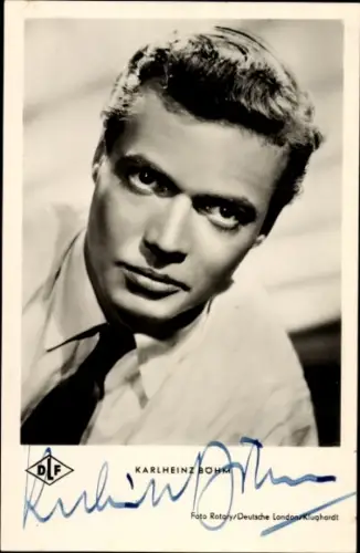 Ak Schauspieler Karlheinz Böhm, Portrait, Arlette erobert Paris, Autogramm