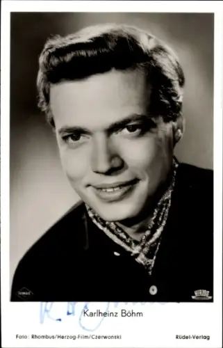 Ak Schauspieler Karlheinz Böhm, Kitty und die große Welt, Autogramm