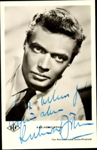 Ak Schauspieler Karlheinz Böhm, Portrait, Arlette erobert Paris, Autogramm