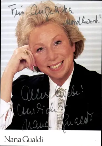 Autogrammkarte Sängerin Nana Gualdi, Portrait, Autogramm