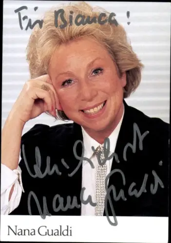 Autogrammkarte Sängerin Nana Gualdi, Portrait, Autogramm