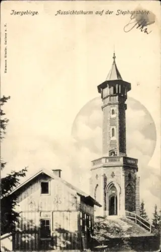 Ak Příchovice Prichowitz Kořenov Region Reichenberg, Aussichtsturm auf der Stephanshöhe