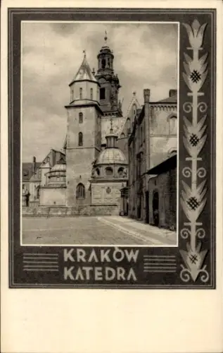 Passepartout Ak Kraków Krakau Polen, Kathedrale