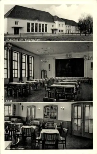 Ak Burghausen an der Salzach Oberbayern, Lindacher Hof, Saal, Nebenzimmer