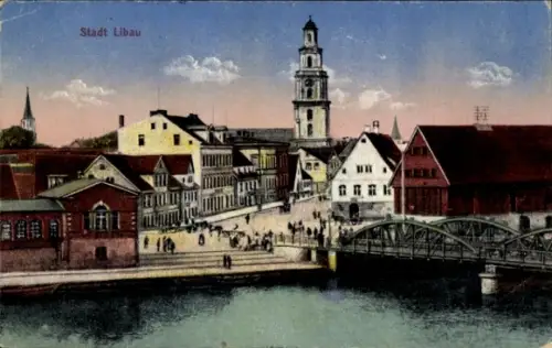 Ak Liepaja Libau Lettland, Teilansicht, Brücke