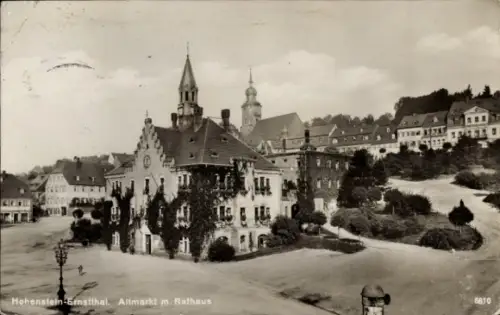 Ak Hohenstein Ernstthal in Sachsen, Altmarkt, Rathaus