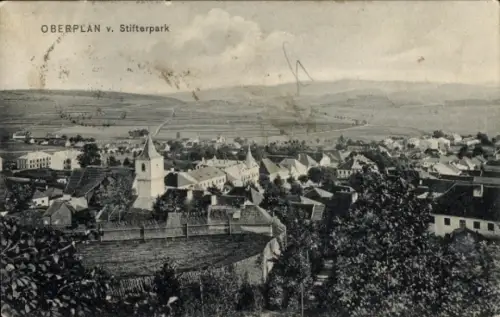 Ak Horní Planá Oberplan Südböhmen, Gesamtansicht, Blick vom Stifterpark