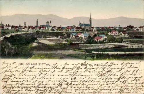 Ak Zittau in Sachsen, Gesamtansicht, Blick vom Eckartsberg
