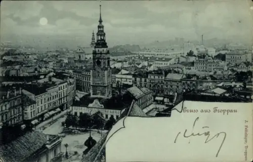 Mondschein Ak Opava Troppau Region Mährisch Schlesien, Gesamtansicht