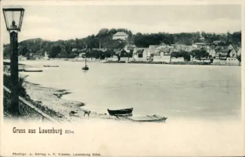 Ak Lauenburg an der Elbe, Panorama, Flusspartie