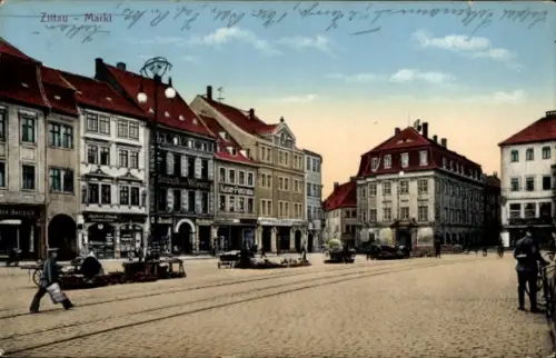 Ak Zittau in Sachsen, Markt, Passanten