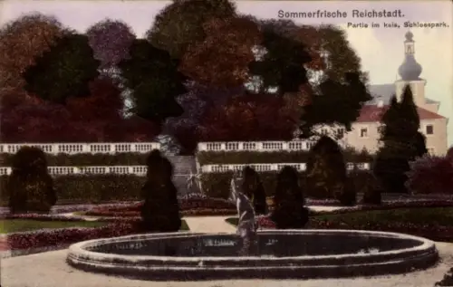 Ak Zákupy Reichstadt Region Reichenberg, Schlosspark