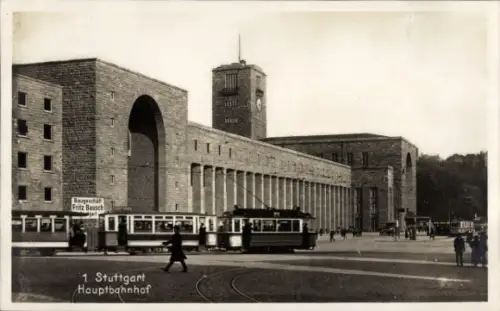 Ak Stuttgart in Württemberg, Hauptbahnhof, Straßenbahn