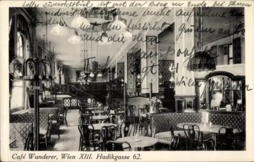 Ak Wien 13 Hietzing Österreich, Café Wunderer,  Hadikgasse 62, Innenansicht