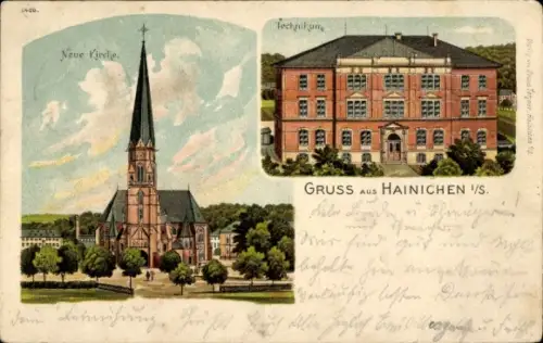 Litho Hainichen in Sachsen, Neue Kirche, Technikum