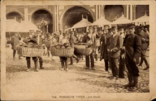 Ak Russische Typen, Am Markt, Händler