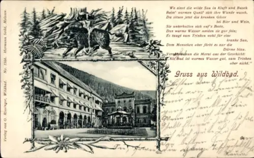 Passepartout Ak Bad Wildbad im Schwarzwald Württemberg, Gedicht