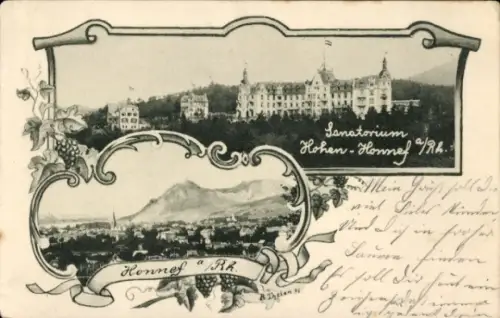 Passepartout Ak Bad Honnef am Rhein, Gesamtansicht, Sanatorium Hohen-Honnef