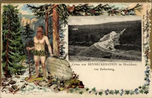 Passepartout Ak Benneckenstein Oberharz, Bollerberg, wilder Mann