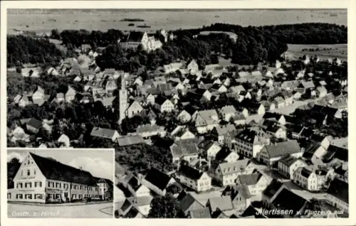 Ak Illertissen in Schwaben, Luftaufnahme vom Ort, Gasthaus zum Hirsch