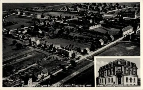 Ak Friedlingen Weil am Rhein Baden, Fliegeraufnahme, Restaurant Friedlinger-Hof