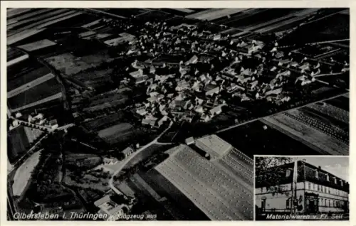 Ak Olbersleben Buttstädt in Thüringen, Fliegeraufnahme, Materialwarengeschäft Fr. Seil