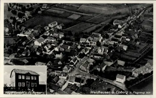 Ak Weidhausen bei Coburg Oberfranken, Luftaufnahme von Weidhausen, nmotiv, Text: Weidhausen b. Co