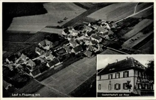 Ak Lauf in Baden Schwarzwald?, Gastwirtschaft zur Rose, Luftaufnahme