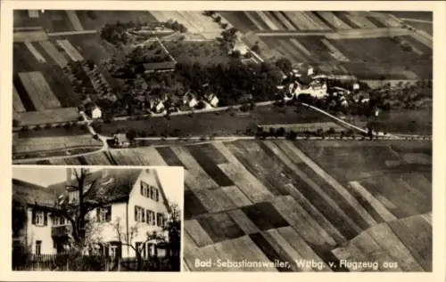 Ak Sebastiansweiler Mössingen in Württemberg, Haus Diether, Fliegeraufnahme