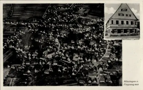 Ak Mössingen in Württemberg, Luftaufnahme von  Gasthaus Lamm, Flugzeugansicht