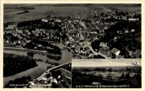 Ak Donauwörth in Schwaben Bayern, Luftaufnahme von  R.A.D.-Abteilung 8/304, Landschaft