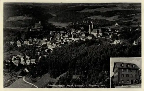 Ak Gössweinstein Gößweinstein in Oberfranken, Luftaufnahme von  Gasth. Derfuss, Fränk. Schweiz