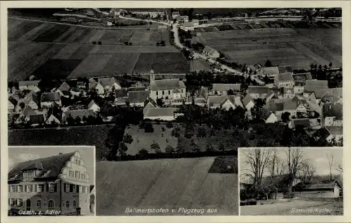 Ak Ballmertshofen Dischingen in Württemberg, Luftaufnahme von  Gasthaus Adler, Sommerketler