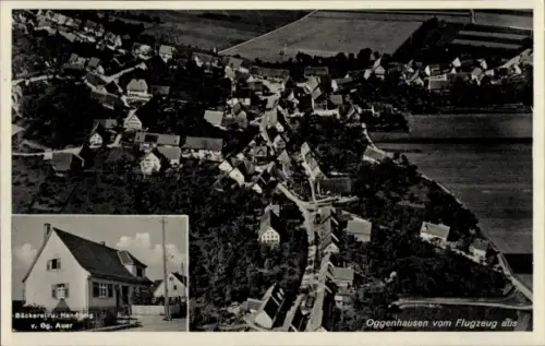 Ak Oggenhausen Heidenheim an der Brenz, Luftaufnahme von  Bäckerei Handung, Bild im Querformat