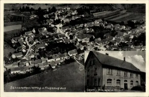 Ak Söhnstetten Steinheim am Albuch Schwäbische Alb Württemberg, Luftaufnahme von  Gasthaus Hirsch