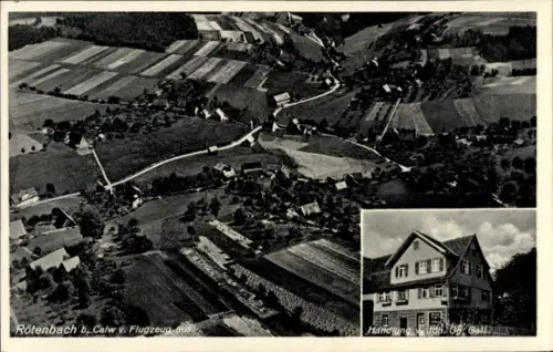 Ak Rötenbach Nagold im Schwarzwald, Luftaufnahme von  Felder, Straßen, Häuser, Handlung