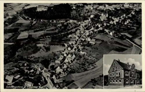 Ak Schillingsfürst in Mittelfranken, Luftaufnahme von  Gasthaus, Umgebung, Foto von Friedrich Haa