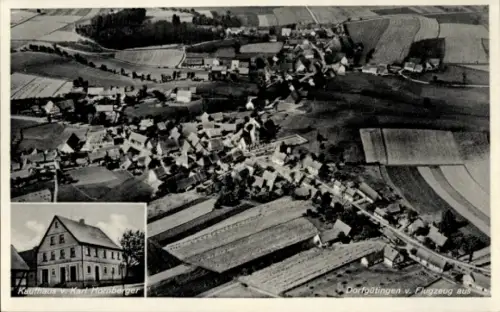 Ak Dorfgütingen Feuchtwangen in Mittelfranken, Luftaufnahme von  Kaufhaus von Karl Hornberger, lä