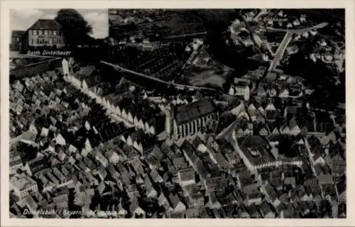 Ak Dinkelsbühl in Mittelfranken, Luftaufnahme von  Gasthof Dinkelbauer, viele Dächer
