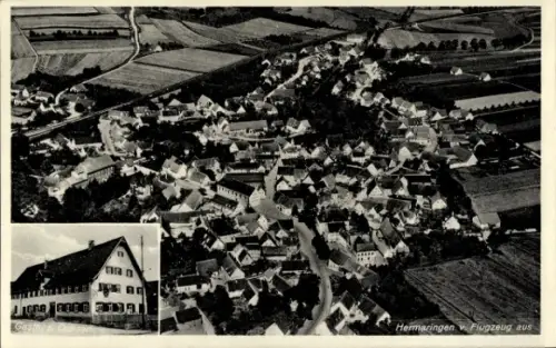 Ak Hermaringen an der Brenz Württemberg, Luftaufnahme von Hermaringen, Gasthaus z. Ochsen, ländli
