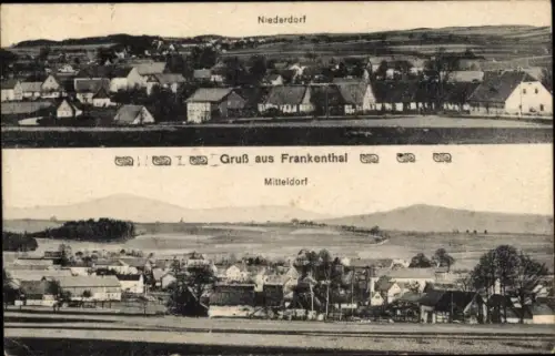 Ak Frankenthal in der Lausitz Sachsen, Niederdorf, Mitteldorf