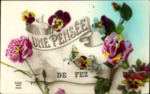 Ak Fès Fez Marokko, Une Pensee, Rose