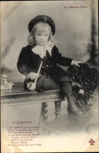 Ak La Bonne Pipe, le Remords, Junge mit Pfeife