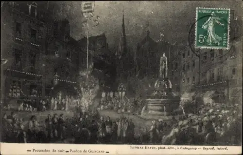 Ak Guingamp Cotes d'Amor, Procession de nuit