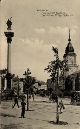 Ak Warszawa Warschau Polen, Denkmal des Königs Sigismund