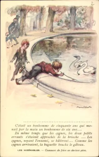 Künstler Ak Poulbot, Francisque, Les Miserables, Wie vom Bruder zum Vater