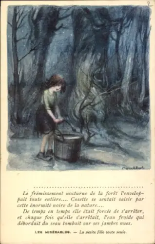 Künstler Ak Poulbot, Francisque, Les Misérables, Das kleine Mädchen ganz allein